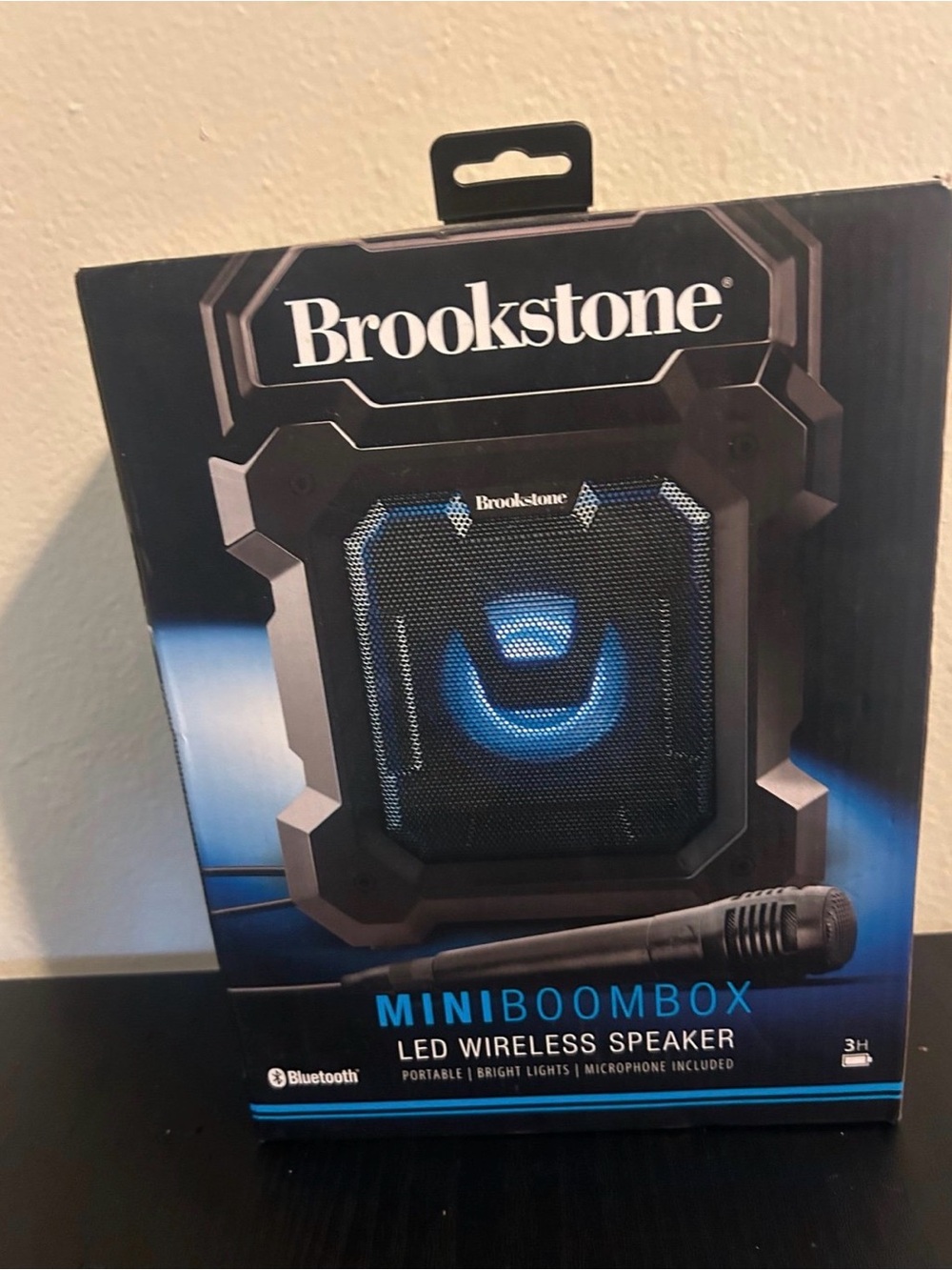 Brookstone Black Mini Boombox with Blue LED